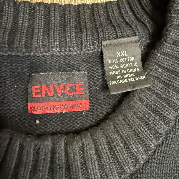 ENYCE Men's Crewneck Sweater Black w/ Colorful stripes sz2XL Streetwear 90s Y2K - Picture 3 of 6